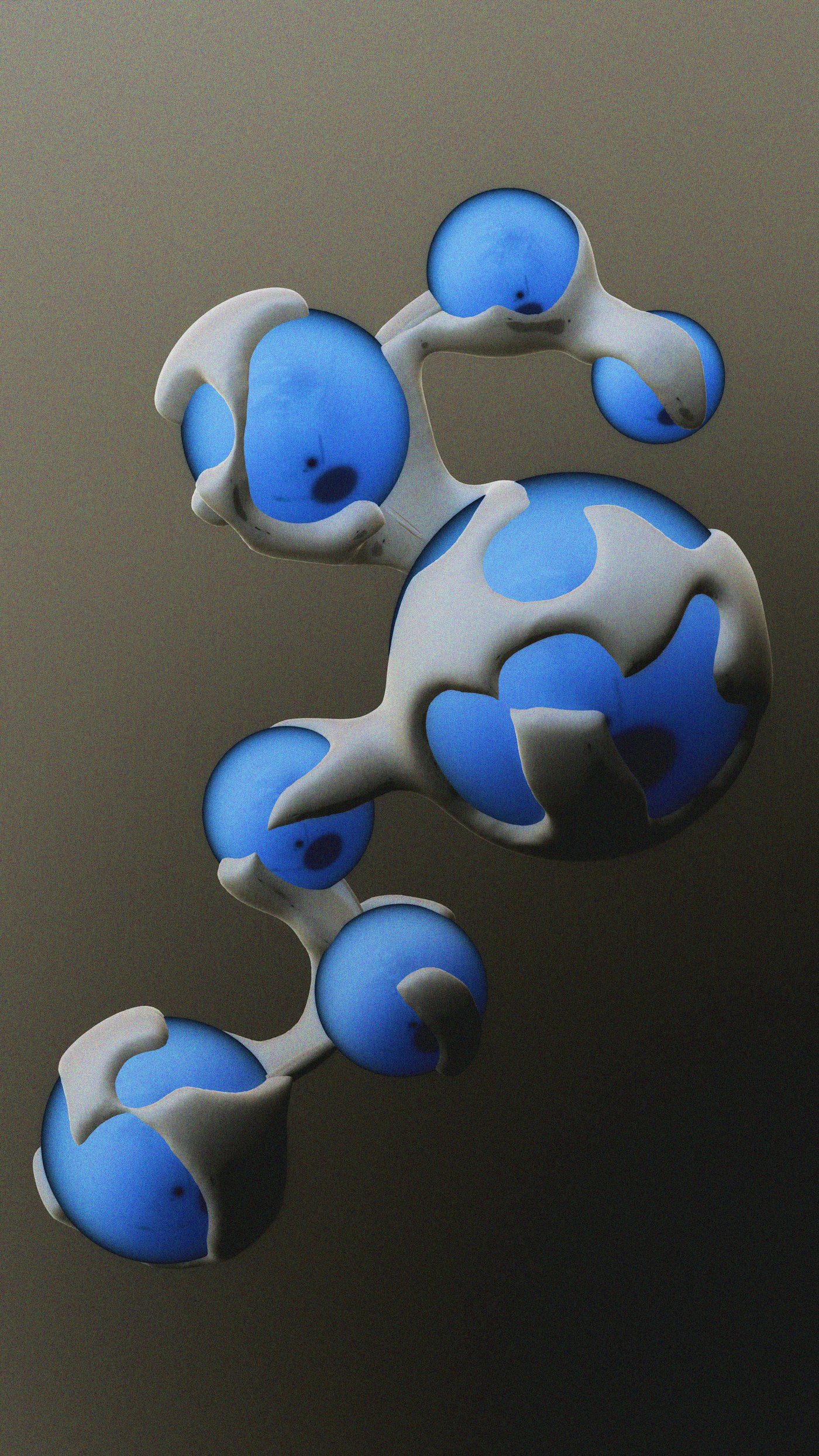 Blue glossy molecules